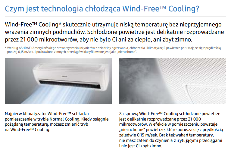 Funkcja Wind-Free Cooling